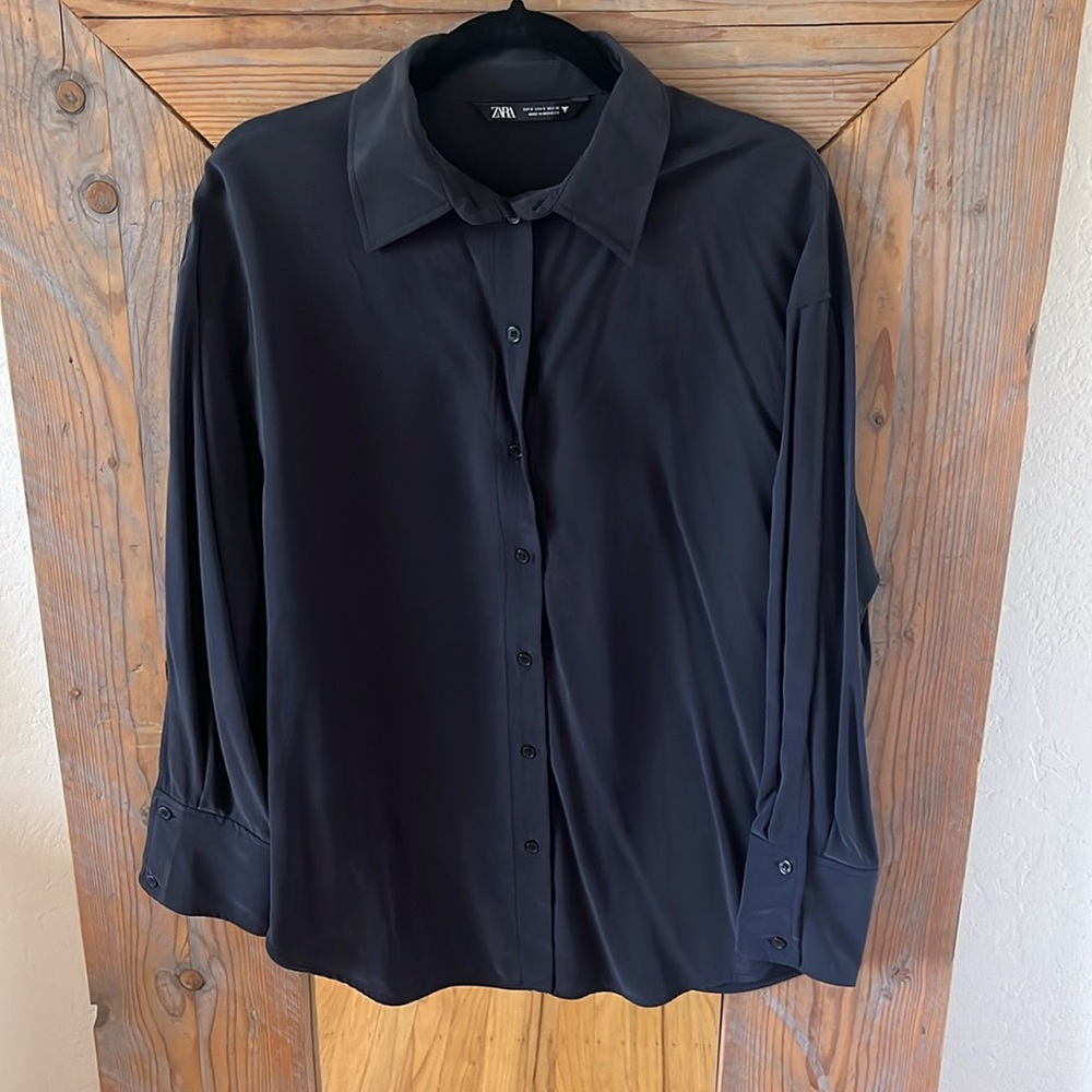 Zara oversized black blouse. Size S